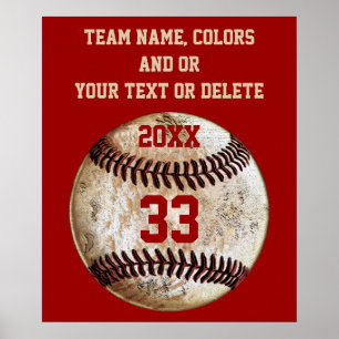 Póster Personalized Baseball Posters, Your Text, Colors