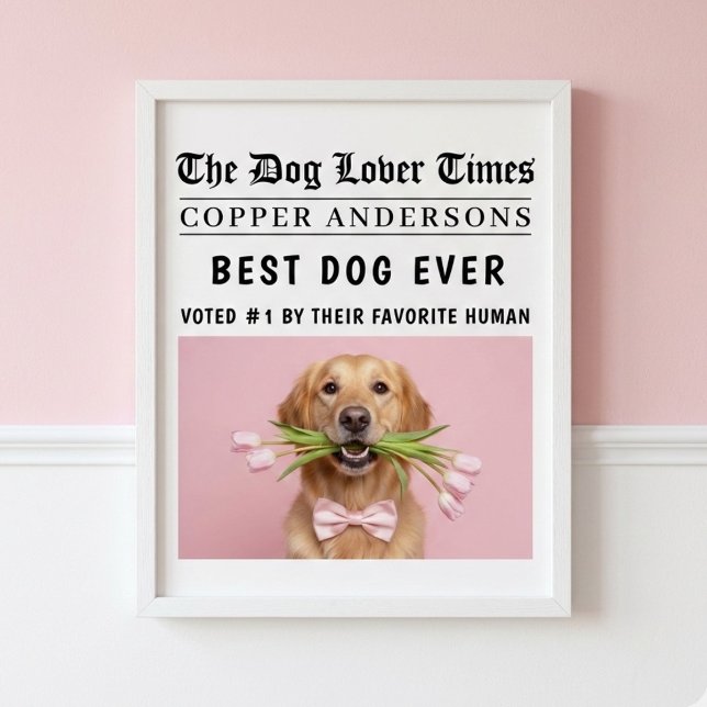 Poster Personalized “Best Dog Ever” Newspaper (Criador carregado)