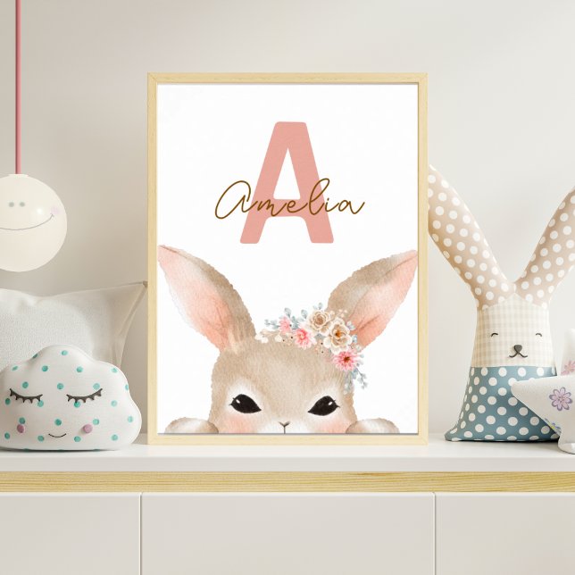 Poster Personalized Bunny Initial Nursery Wall Art Waterc (Criador carregado)