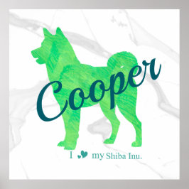 Poster Personalized Cute Pastel Green Shiba Inu - Dog