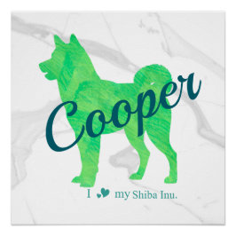 Póster Personalized Cute Pastel Green Shiba Inu - Dog