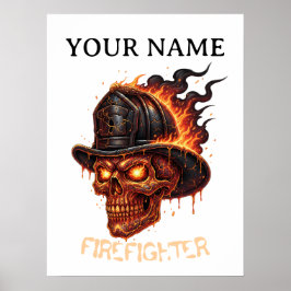 Poster Personalized Firefighter Skull Fireman Fire Dept