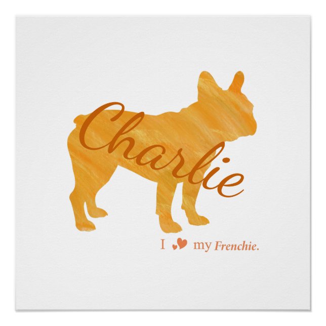 Póster Personalized French Bulldog Pastel Orange Frenchie (Frente)