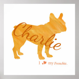 Poster Personalized French Bulldog Pastel Orange Frenchie