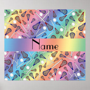 Poster Personalized name rainbow lacrosse pattern