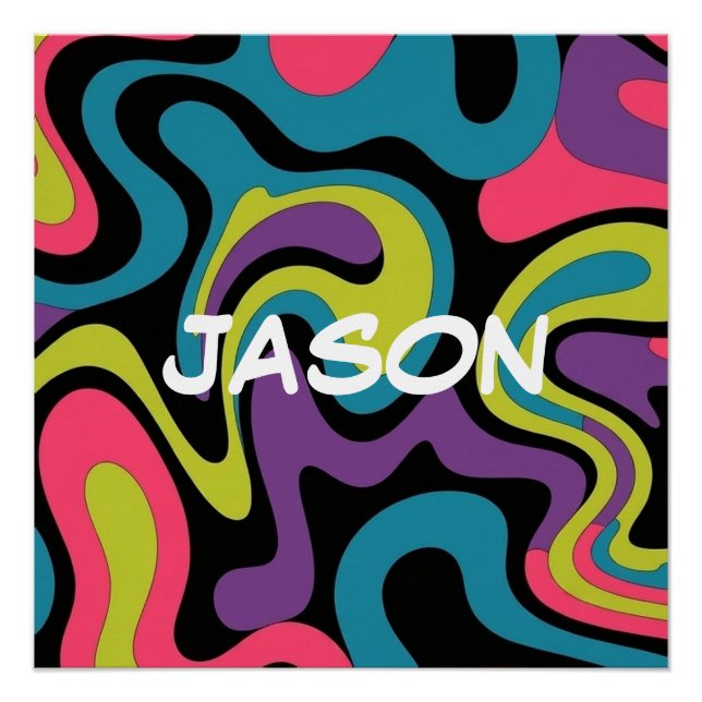 Póster Personalized Neon Abstract Pattern — Retro Design (Frente)