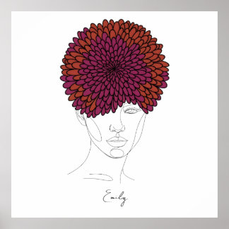 Poster Personalized November Birth Flower Portrait