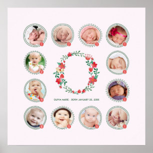 Póster Personalized O Name First Year Photo Keepsake