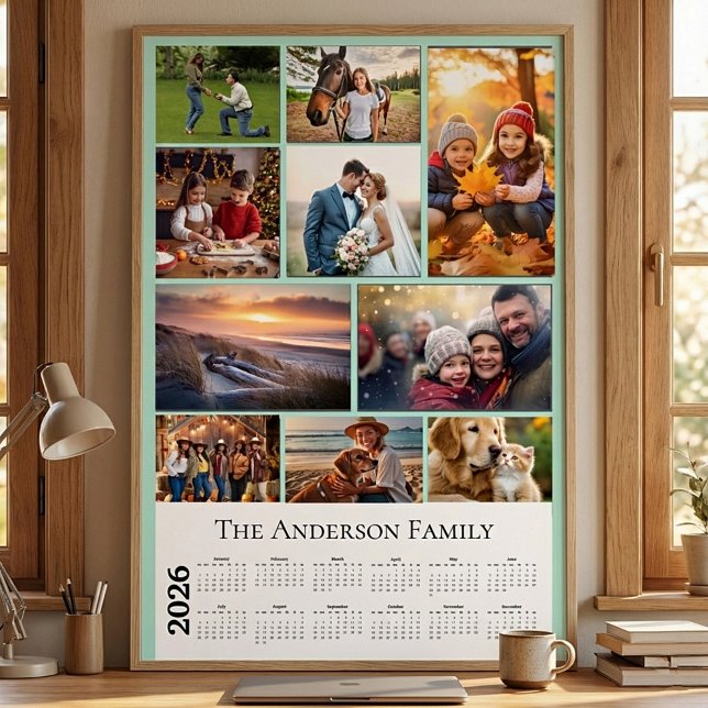 Poster Personalized Photo memory collage 2026 calendar (Criador carregado)