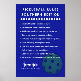 Poster Personalized Pickleball Rules Southern Edition
