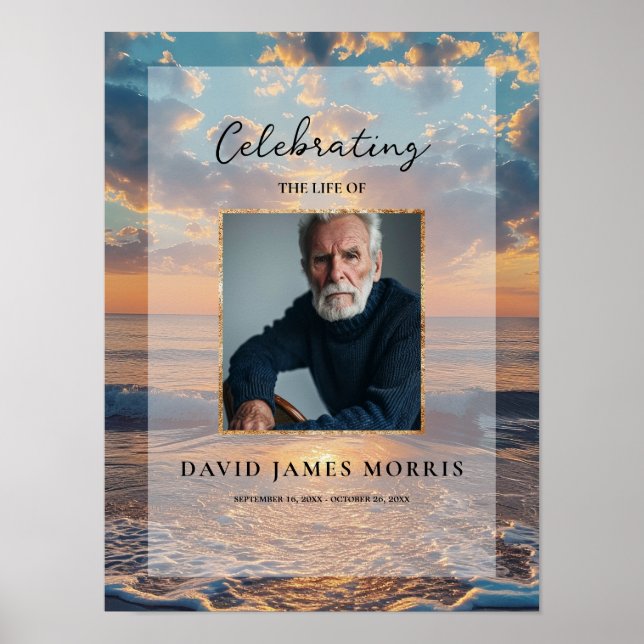 Poster Personalized Sunset Funeral Welcome Sign (Frente)