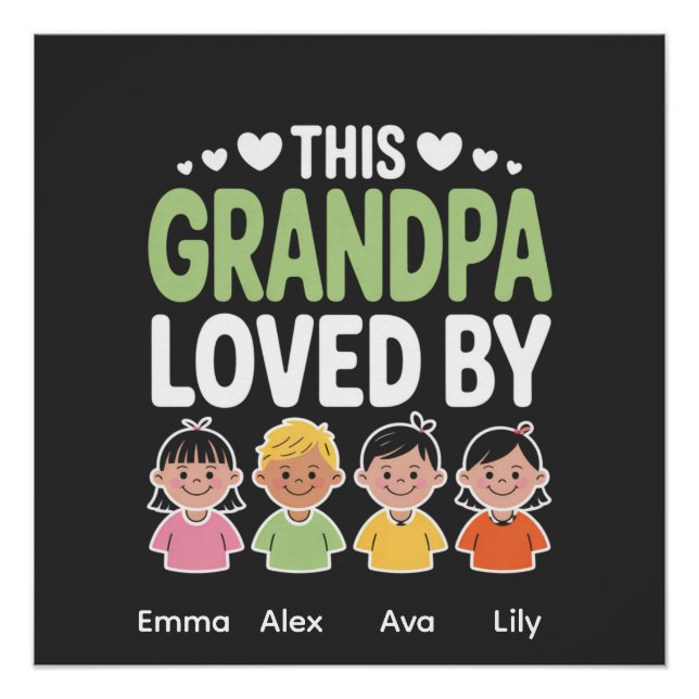 Póster Personalized This Grandpa Loved By – Custom Kids  (Frente)