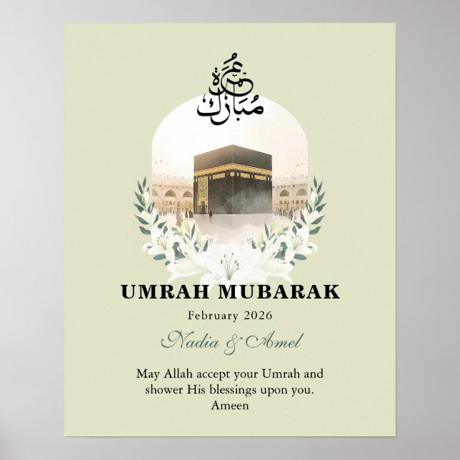 Poster Personalized Umrah Mubarak Gifts & Islamic Wall Ar (Frente)
