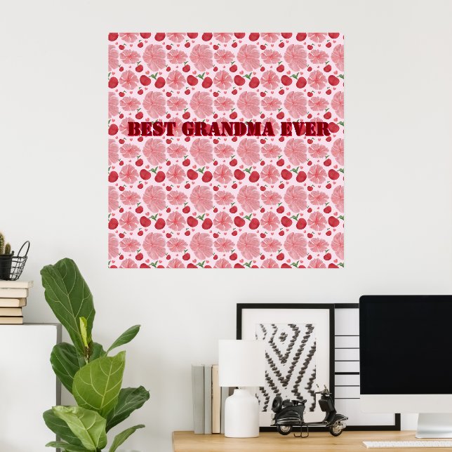 Poster Personalized Watercolor Cherry Floral Pattern,  (Escritório em casa)