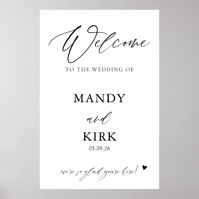 Poster Personalized Wedding Welcome Sign Banner (Frente)