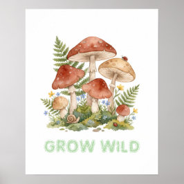 Poster Personalized Whimsical Mushroom Woodland Nursery