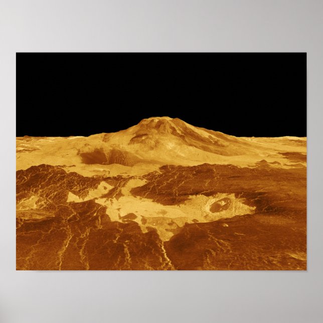 Póster Perspectiva 3D de Maat Mons em Vênus (Frente)