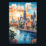 Poster Perth Austrália - Viagem Art Vintage<br><div class="desc">Design de viagem de vetor retrorreflector perth. Perth,  capital da Austrália Ocidental,  fica onde o rio Swan encontra a costa sudoeste.</div>