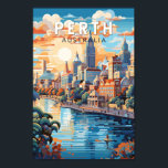 Poster Perth Austrália - Viagem Art Vintage<br><div class="desc">Design de viagem de vetor retrorreflector perth. Perth,  capital da Austrália Ocidental,  fica onde o rio Swan encontra a costa sudoeste.</div>