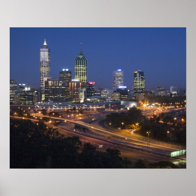 Póster Perth, Austrália. Vista do centro de Perth a parti (Frente)