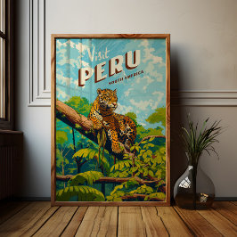 Poster Peru, América do Sul, Viagens vintage Jaguar