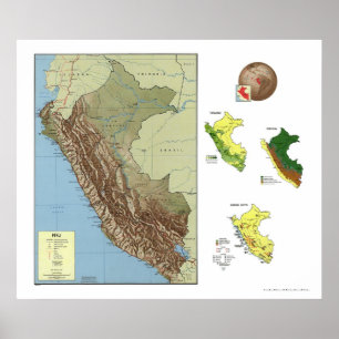 Póster Peru detalhou o mapa 1970