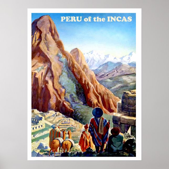 Poster Peru dos Incas, montanhas, viagens vintage (Frente)