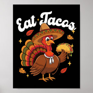 Poster Peru Engraçado Come Taco Vegano Dia de Ação de Gra