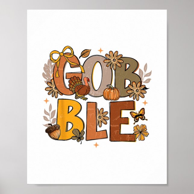 Poster Peru Gobble Até Você Cambalear Dia de Ação de Graç (Frente)