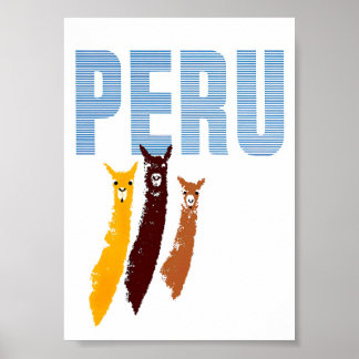 Poster Peru Llamas Viagens vintage
