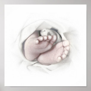 Póster Pés-bebê esboço de lápis