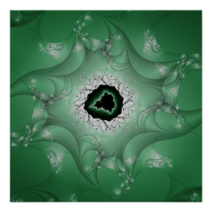 Póster Pesadelos   Arte Fractal Verde e Branca