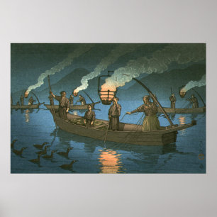 Poster Pesca com Corvo-Marinho Kawase Hasui 1954