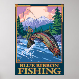 Póster Pesca com mosca da fita de MontanaBlue