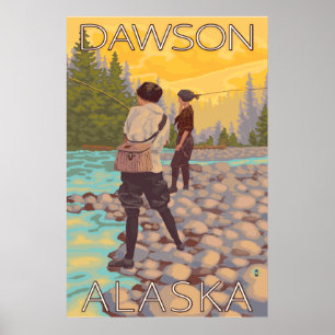 Poster Pesca com mosca das mulheres - Dawson, Alaska