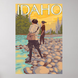Poster Pesca com mosca das mulheres - Idaho