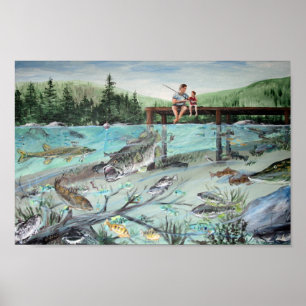 Póster Pesca com pai
