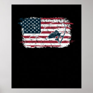 Poster Pesca com pinagem com pavilhão americano