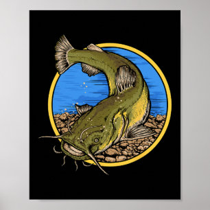 Poster Pesca de Bagre de Cabeça Chata 