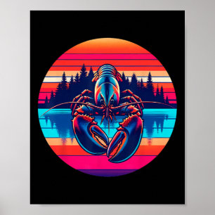 Poster Pesca de Lagosta Pôr do Sol Estilo Retrô Vintage 8