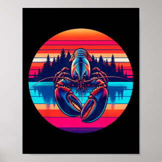 Poster Pesca de Lagosta Pôr do Sol Estilo Retro Vintage 8