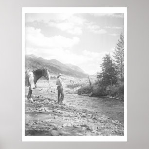Poster Pesca de mosca do menino