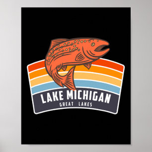 Poster Pesca de salmão nos Grandes Lagos Lago Michigan