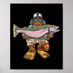 Poster Pesca de Steelhead Bigfoot Truta Rio Pescador