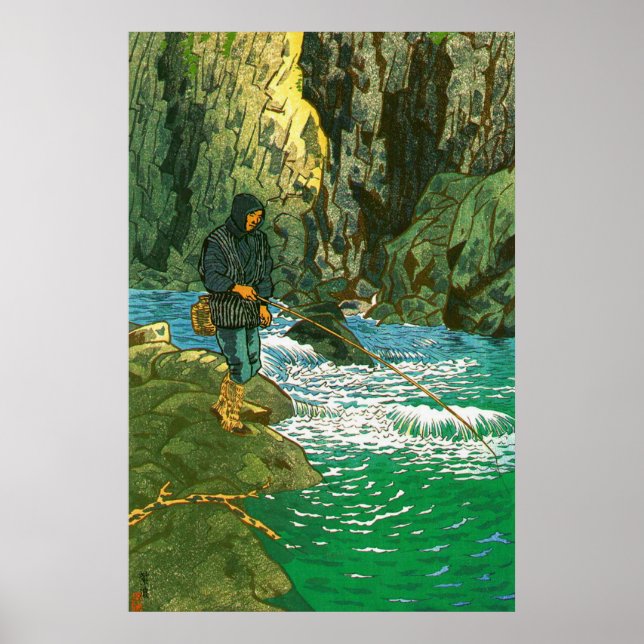 Poster Pesca de truta Kasamatsu Shiro 1956 (Frente)