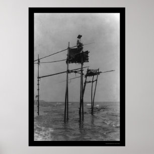 Poster Pesca de uma torre em Japão 1909