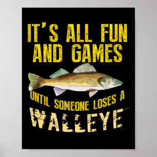 Poster Pesca de Walleye Engraçada Gráfico de Peixe de Águ