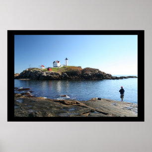 Poster Pesca de York Maine do farol do Nubble