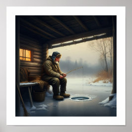 Poster Pesca do gelo no inverno