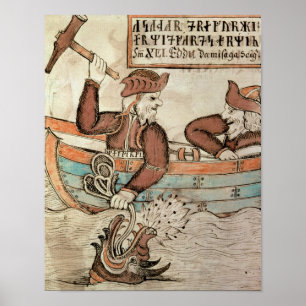 Póster Pesca do Thor para a serpente de Midgard